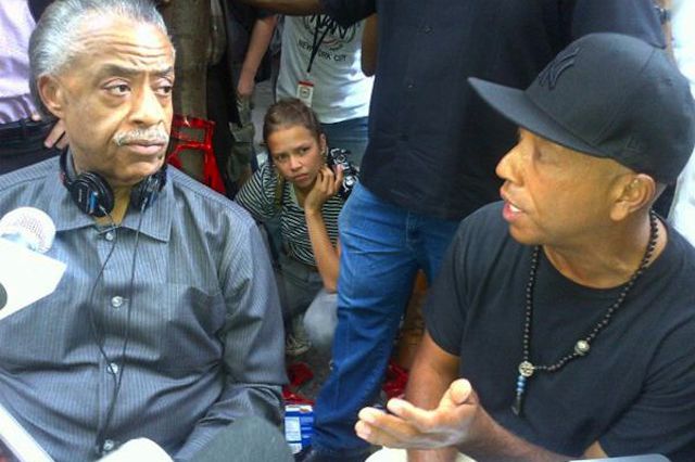 Rev. Al Sharpton with Russell Simmons in Zuccotti Park, via @uncleRUSH